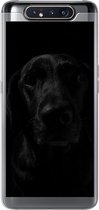 Geschikt voor Samsung Galaxy A80 hoesje - Hond - Huisdier - Zwart - Siliconen Telefoonhoesje