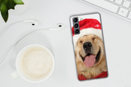 Coque Samsung Galaxy S21 - Chien - Drôle - Rire - Siliconen - Sinterklaas - Noël - Cadeaux - Chaussures Cadeaux