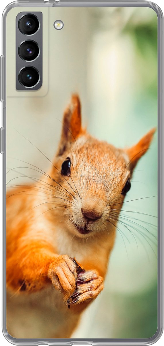 Telefoonhoesje Geschikt voor Samsung Galaxy S21 Plus hoesje - Eekhoorn - Grappig - Noot - Kinderen - Jongens - Meisjes - Kind - Siliconen Telefoonhoesje Telefoonhoesje