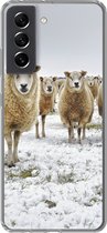 Geschikt voor Samsung Galaxy S21 FE hoesje - Schapen - Wol - Sneeuw - Siliconen Telefoonhoesje