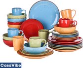 CasaVibe Serviesset – 32 delig – 8 persoons –Porselein - Luxe – Bordenset – Dinner platen – Dessertborden - Kommen - Mokken - Set - Verschillende Kleuren
