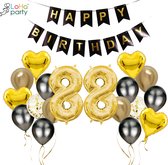 Loha-party®Folie ballon cijfer 88 -XXL cijfer 8 -Gouden 88-Gouden hartje Folie ballonnen-88e verjaardag decoratie-“happy birthday”slinger-Versiering-Trouwdag-Feestpakket-Herdenkingsdag Decoratie kit-101cm（40inch）