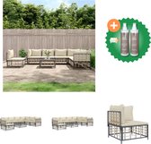 vidaXL 8 delige Loungeset met kussens poly rattan antracietkleurig Loungebank Inclusief Onderhoudsset