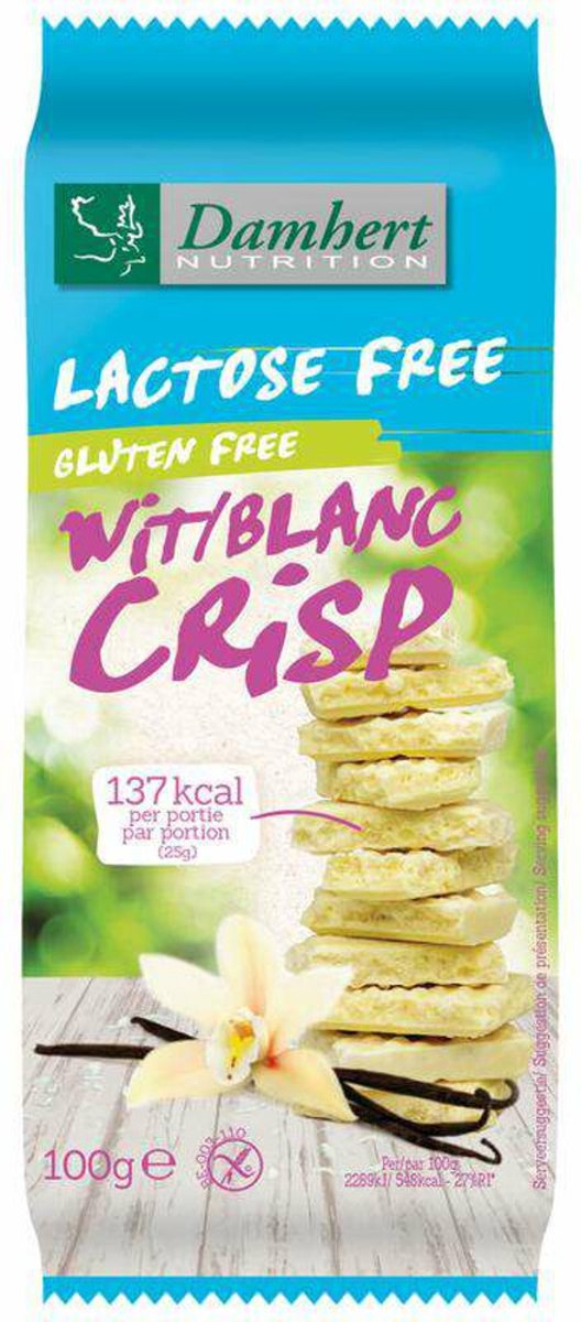 Damhert - Witte Chocoladetablet Crisp Lactosevrij - 6 x 100 gr - Voordeelverpakking