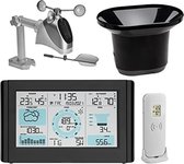 Weerstation draadloze buitensensor - Weerstation met buitensensor - Zwart - met windmeter, regenmeter, symbool weersvoorspelling