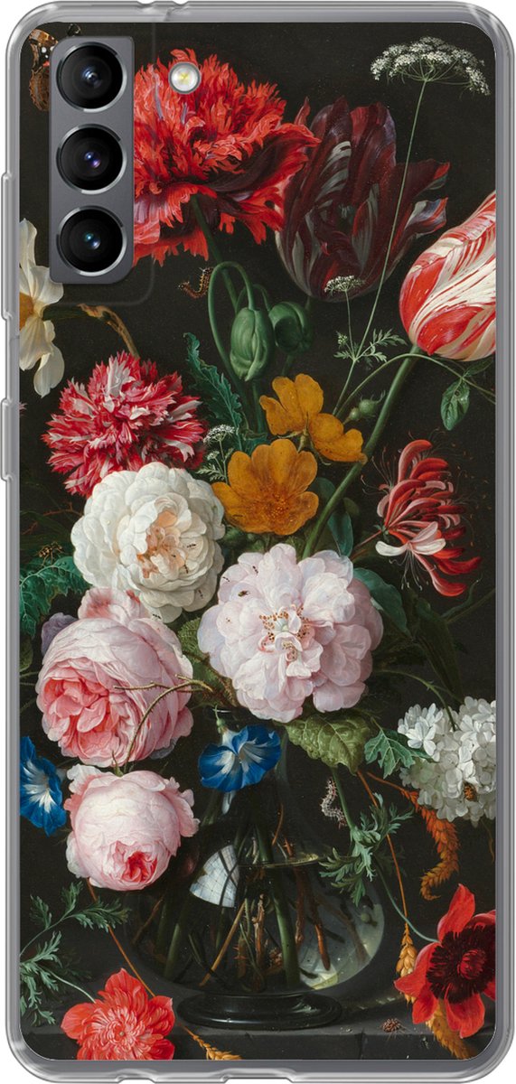 Telefoonhoesje Geschikt voor Samsung Galaxy S21 Plus hoesje - Stilleven met bloemen in een glazen vaas - Schilderij van Jan Davidsz. de Heem - Siliconen Telefoonhoesje Telefoonhoesje