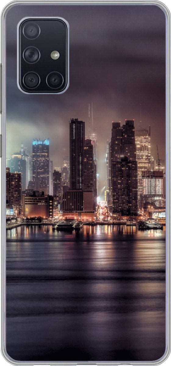 Telefoonhoesje Geschikt voor Samsung Galaxy A51 hoesje - New York - Storm - Skyline - Siliconen Telefoonhoesje Telefoonhoesje
