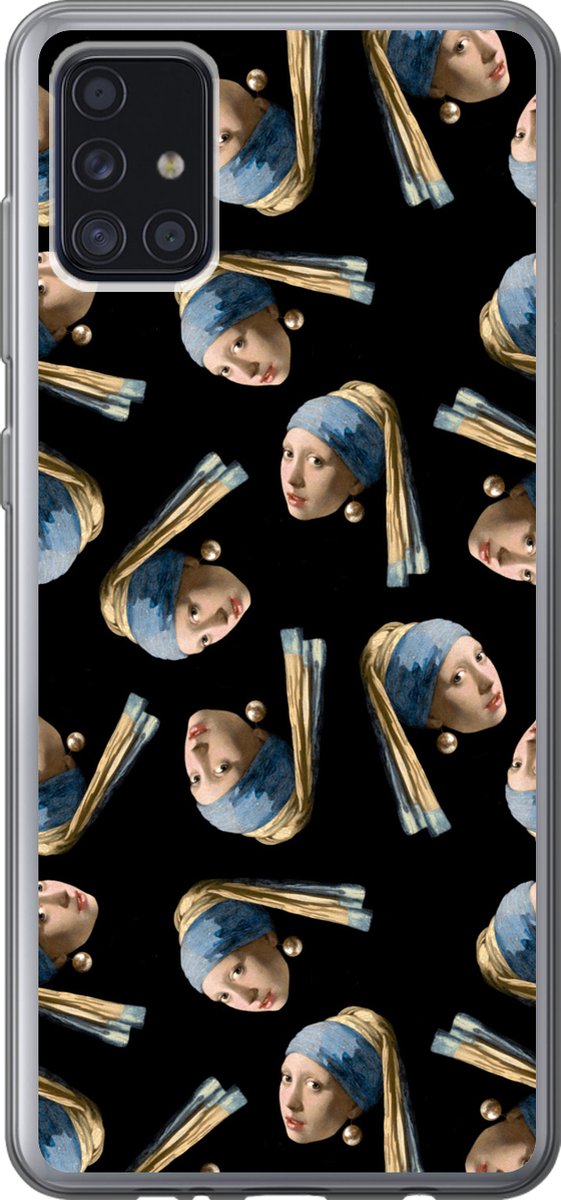 Telefoonhoesje Geschikt voor Samsung Galaxy A52 5G hoesje - Meisje met de Parel - Patroon - Vermeer - Siliconen Telefoonhoesje Telefoonhoesje