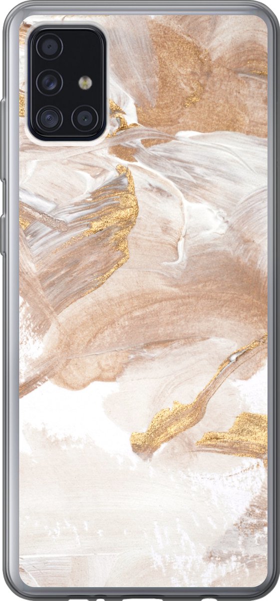Telefoonhoesje Geschikt voor Samsung Galaxy A52 5G hoesje - Aquarelverf - Goud - Bruin - Siliconen Telefoonhoesje Telefoonhoesje