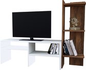 TV meubel Jevnaker 137x30x100 cm wit en walnootkleurig