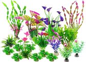18 stuks aquariumplanten, decoratie, kunstaquariumplanten, aquariumdecoratie, kunstplanten, plastic planten, decoratie voor aquarium, voor het decoreren en verfraaien van aquaria