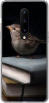 Geschikt voor OnePlus 7 Pro hoesje - Vogel - Boeken - Portret - Siliconen Telefoonhoesje