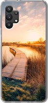 Geschikt voor Samsung Galaxy A32 5G hoesje - Zonsondergang in de Nederlandse polder - Siliconen Telefoonhoesje