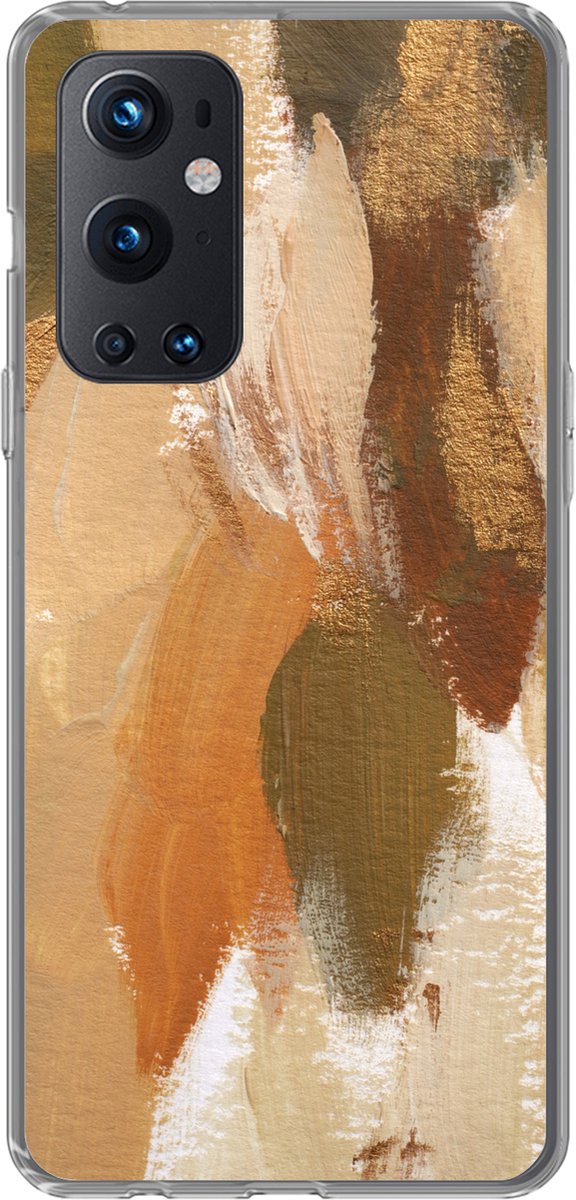 Telefoonhoesje Geschikt voor OnePlus 9 Pro hoesje - Verf - Oranje - Groen - Siliconen Telefoonhoesje Telefoonhoesje