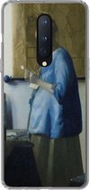 Geschikt voor OnePlus 8 hoesje - Brieflezende vrouw in het blauw - Schilderij van Johannes Vermeer - Siliconen Telefoonhoesje
