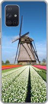 Geschikt voor Samsung Galaxy A51 5G hoesje - Molen tussen de tulpen in Nederland - Siliconen Telefoonhoesje