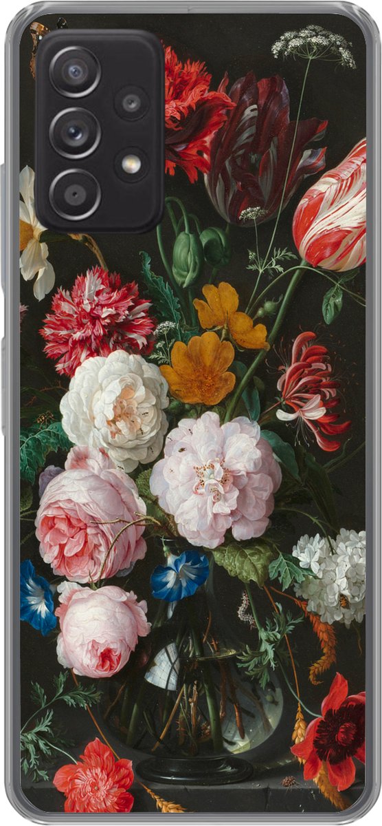 Telefoonhoesje Geschikt voor Samsung Galaxy A53 5G hoesje - Stilleven met bloemen in een glazen vaas - Schilderij van Jan Davidsz. de Heem - Siliconen Telefoonhoesje Telefoonhoesje