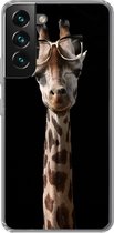 Geschikt voor Samsung Galaxy S22 hoesje - Giraffe - Bril - Zwart - Siliconen Telefoonhoesje
