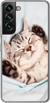 Geschikt voor Samsung Galaxy S22 hoesje - Kitten - Grappig - Bed - Kinderen - Jongens - Meisjes - Kids - Siliconen Telefoonhoesje