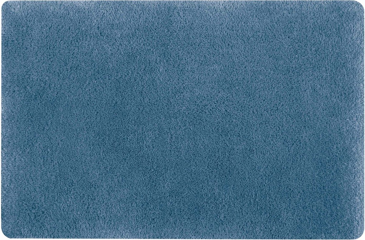 Spirella badkamer vloer kleedje/badmat tapijt - Supersoft - hoogpolig luxe uitvoering - blauw - 50 x 80 cm - Microfiber - Anti slip - Sneldrogend