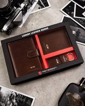 Ensemble portefeuille + étui + porte-clés en cuir PETERSON / Coffret cadeau Luxe pour homme RFID
