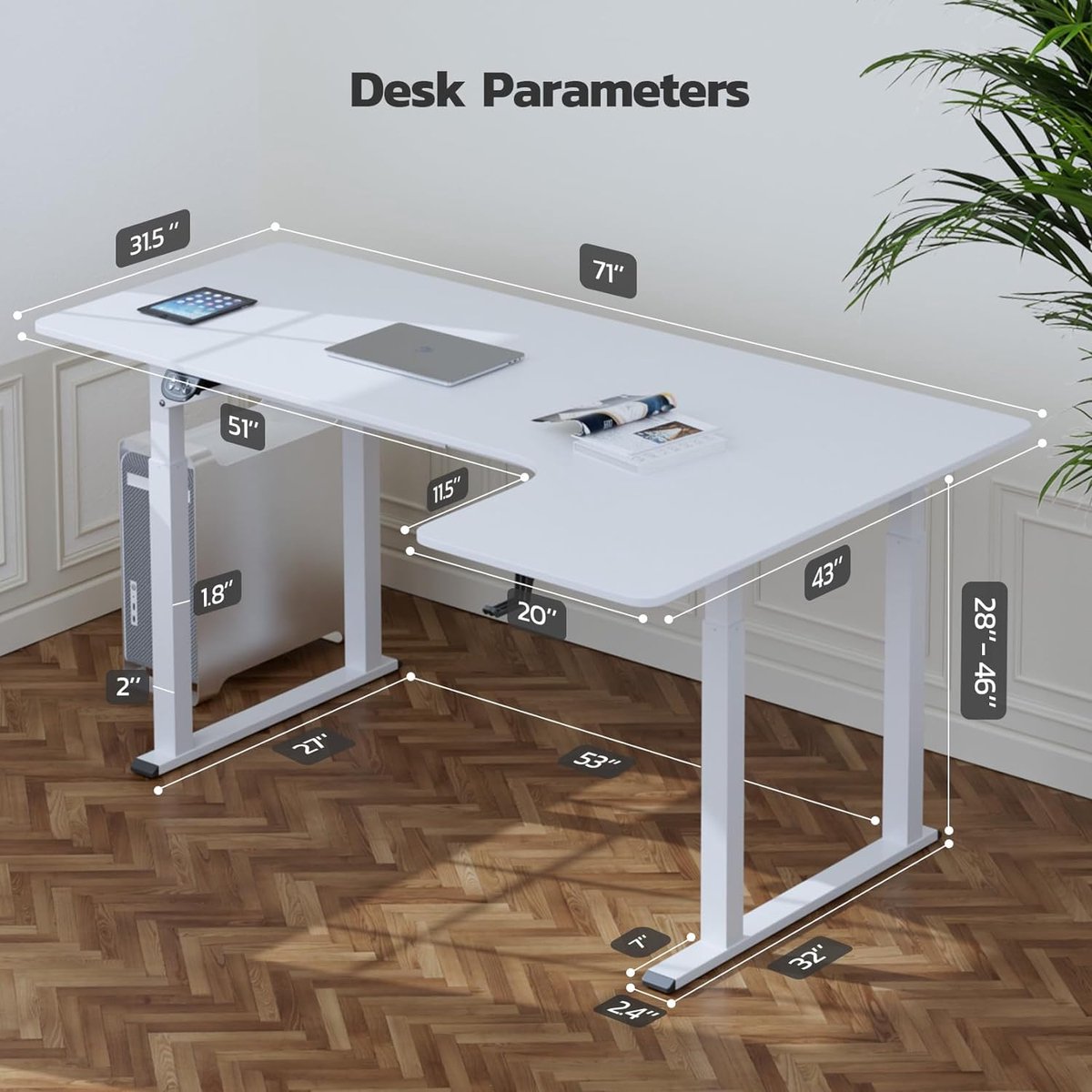 Devoko Elektrisch In Hoogte Verstelbaar Bureau – 180x80 Cm, 70kg Draagkracht, Met Geheugen, USB, Draadloos Laden En Kabelmanagement