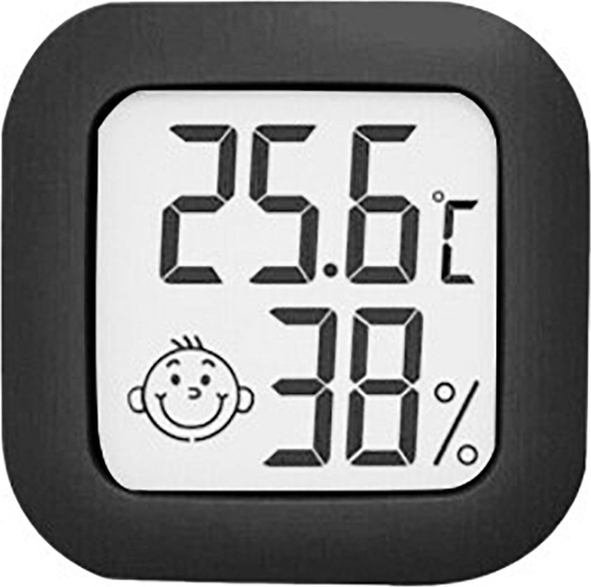 Hygrometer - Weerstation - Luchtvochtigheidsmeter - Thermometer Voor Binnen - Incl. Batterij en Plakstrip - Zwart