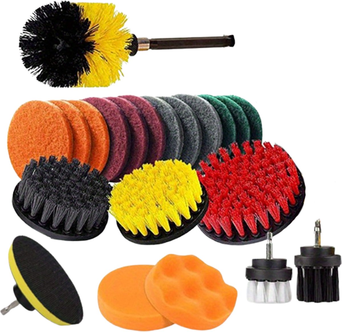 Goedkoopste Nivard Borstelset Voor Boormachine - Boorborstel - Reinigingsborstel Boormachine - Boormachine Borstelset - 22-Delig