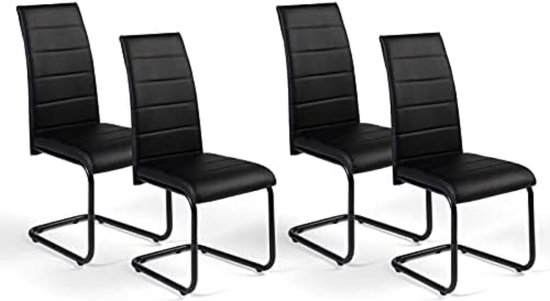 Set van 4 zwarte MIA stoelen met zwarte poten voor eetkamer