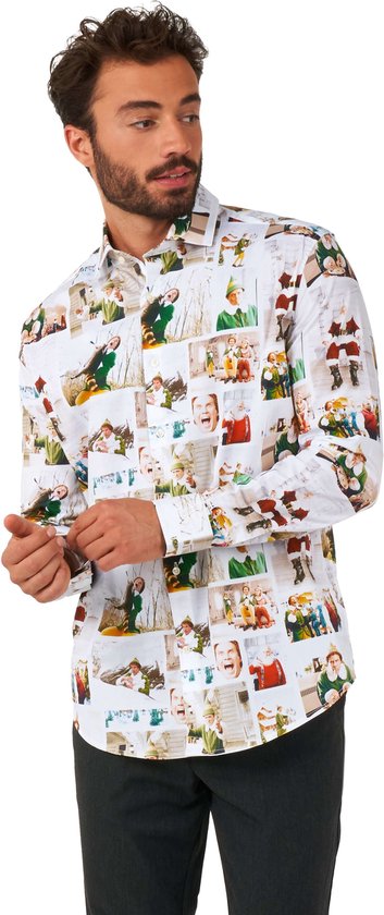 OppoSuits Elf Kerst Shirt - Heren Kerst Overhemd - Kerst Shirt - Wit - Maat: S