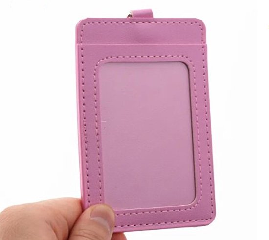 Badgehouder Roze - Luxe kwaliteit Lederen materiaal - ID Badge Case - Clear Bank Credit Card Badge Houder