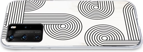 Coque de téléphone compatible avec Huawei P40 Pro - Motif abstrait - Zwart - Wit - Cercle - Coque en Siliconen