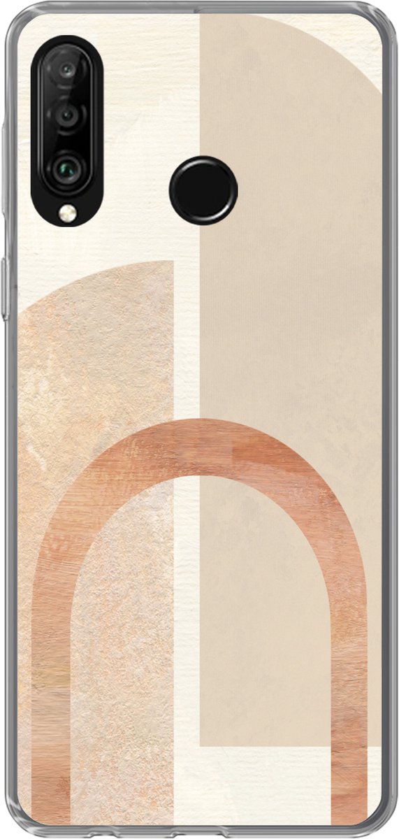 Telefoonhoesje Geschikt voor Huawei P30 Lite hoesje - Marmer print - Patroon - Roze - Siliconen Telefoonhoesje Telefoonhoesje