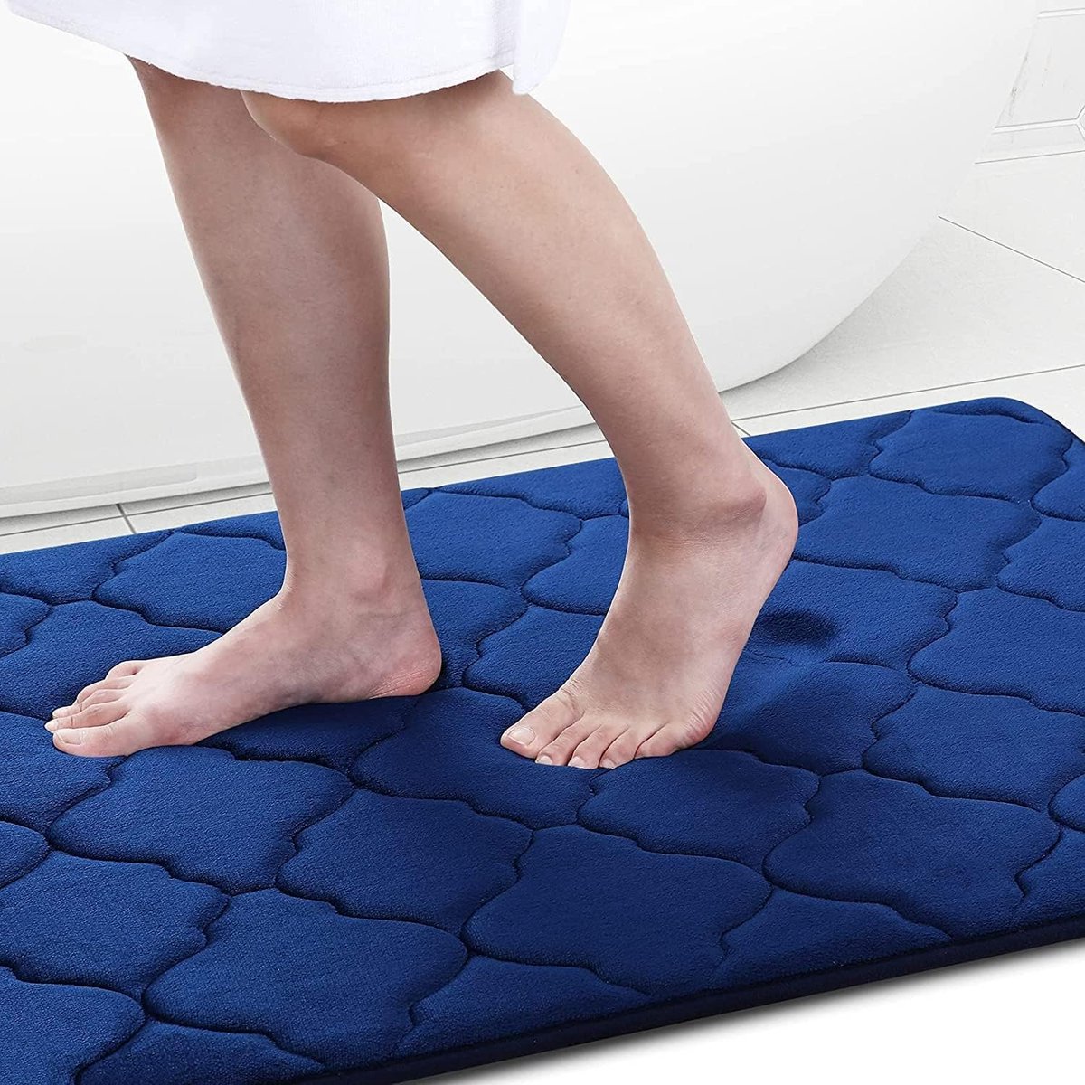 Foam Badkamermat, antislip, zachte badmat, absorberend, wasbaar, onderhoudsvriendelijk, 40 x 60 cm, marineblauw