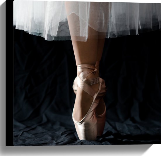 Canvas - Ballerina - Balet - Schoenen - Dansen - 40x40 cm Foto op Canvas Schilderij (Wanddecoratie op Canvas)