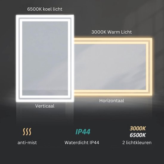 Lumoire® Badkamerspiegel met Verlichting - Tron - 100CM Rechthoekig - Anti Condens Verwarming