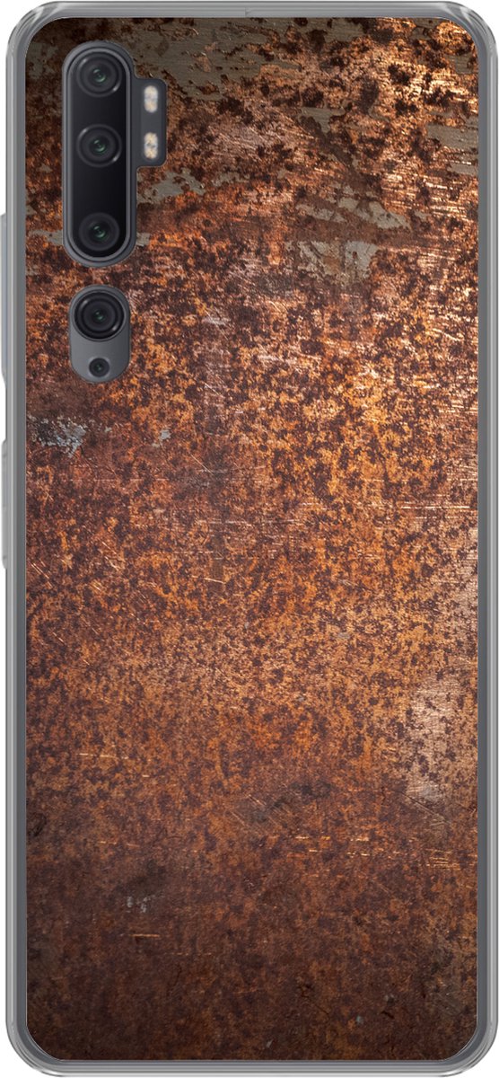 Telefoonhoesje Geschikt voor Xiaomi Mi Note 10 hoesje - Staal - Roest print - Brons - Structuur - Siliconen Telefoonhoesje Telefoonhoesje
