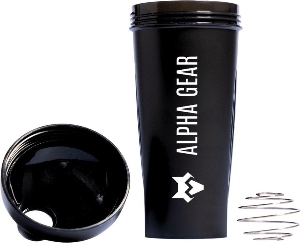 Goedkoopste Alpha Gear Shakebeker & Proteine Shaker - Fitness Shakebekers - Shaker Vrij van BPA - 700 ml - Incl E-book - Mengbal - Blenderbal - Bidon - Drinkfles - Zwart - 700ml