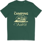 Heren en Dames T Shirt - Kamperen Camping Caravan - Groen - 3XL