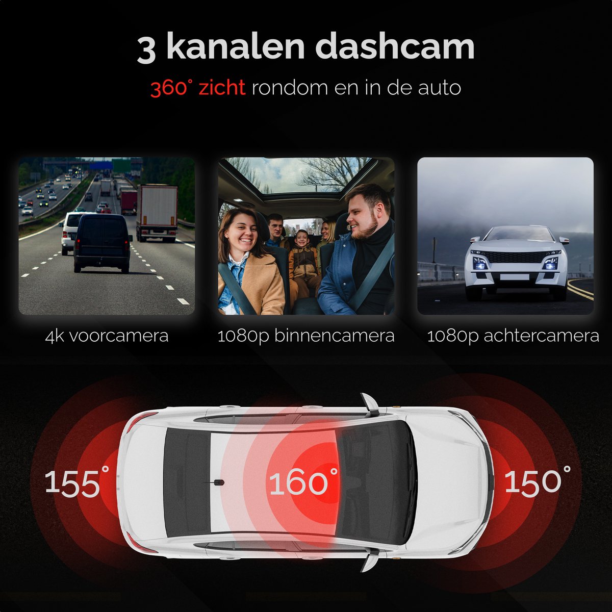 RedTiger F17 Dashcam voor auto - Ultra 4K & 1080P & 1080P - 3.0 Inch met App thumbnail 2