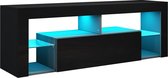 Lowboard Zwart, TV-bord Hoogglans met LED Verlichting
