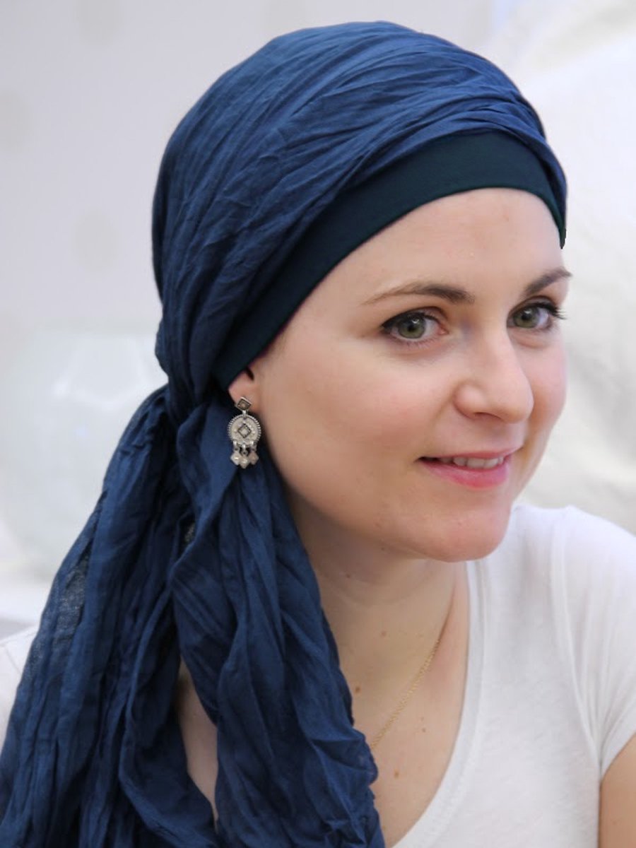 Lookhatme - Voorgevormde chemo sjaal - New Delhi Navy - chemo hoofddoek