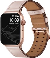 Saala® Leren bandje geschikt voor Apple Watch 42/44/45mm series 3 4 5 6 7 SE roze
