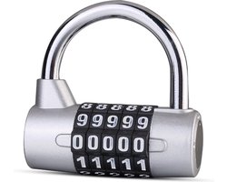 Hangslot - Cijferslot - Hangcijferslot - Met Cijfercode - 65mm - Zilver