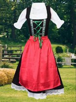 Benelux Wears - Boeren Tiroler Oktoberfest Drindl - Black Beauty - Rood Zwart - Maat M