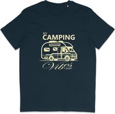 Heren en Dames T Shirt - Kamperen Camping Camper - Blauw - S