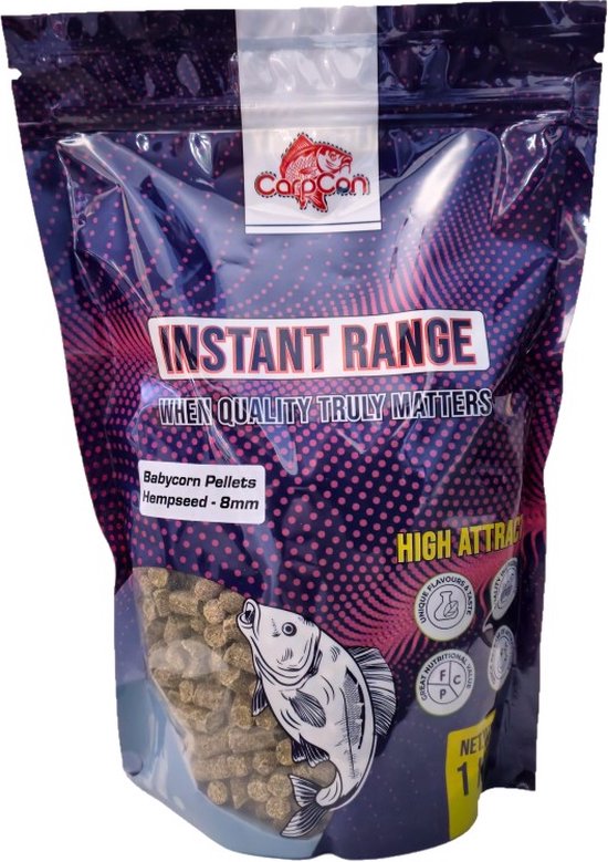 Babycorn Pellets 'Hennep' 8mm - 1kg - Hennepzaad Pellets - Karper/Witvis Pellets - Lokvoer/Aas voor Vissen — afbeelding 3