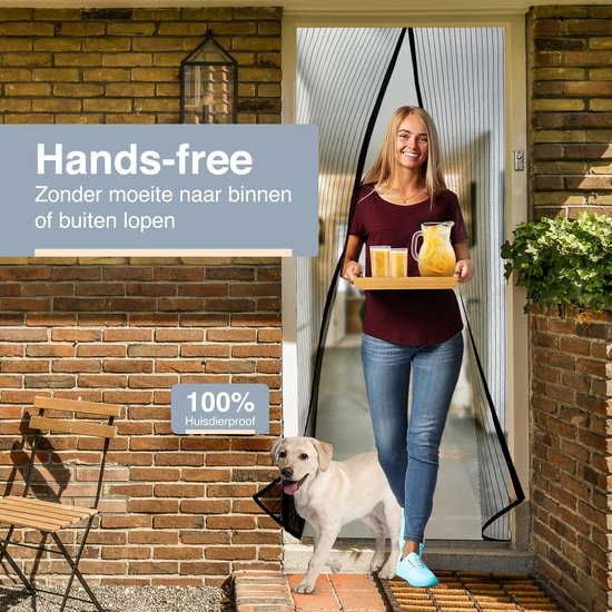 ForDig Vliegengordijn 95x235 cm - Glasvezel A-kwaliteit - Luxe Deurhor Magnetisch - Horgordijn – Vliegengordijn – Hordeur - Zwart