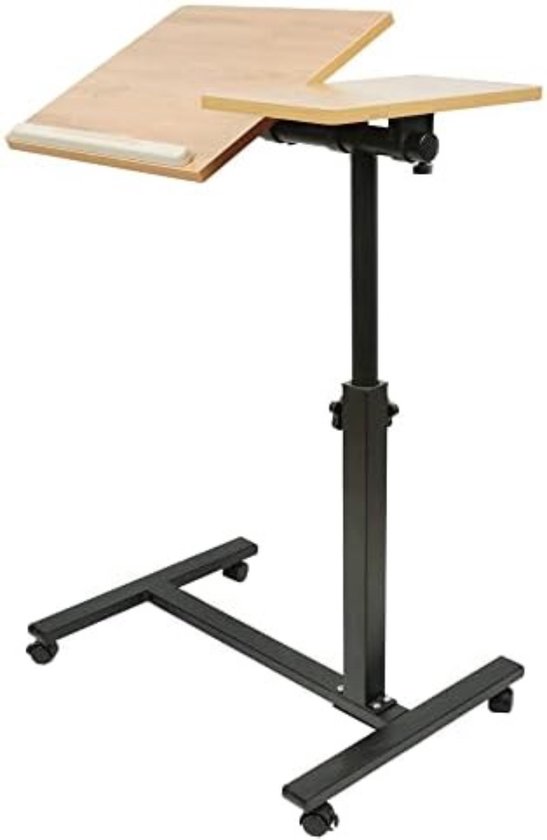 Laptoptafel Op Wielen - Bijzettafel Op Wielen - Laptoptafel Op Wielen Verstelbaar - Bedtafeltje Met Wielen - Bedleestafel