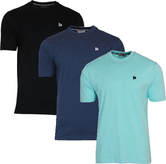 3-Pack Donnay T-shirt (599008) - Sportshirt - Heren - Black/Navy/Aruba blue (552) - maat XL